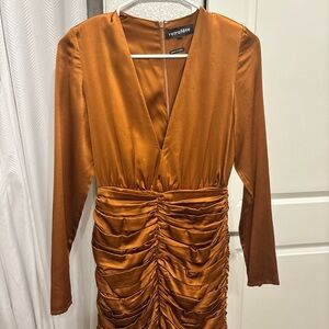 Retrofete Long Sleeve Orange Dress